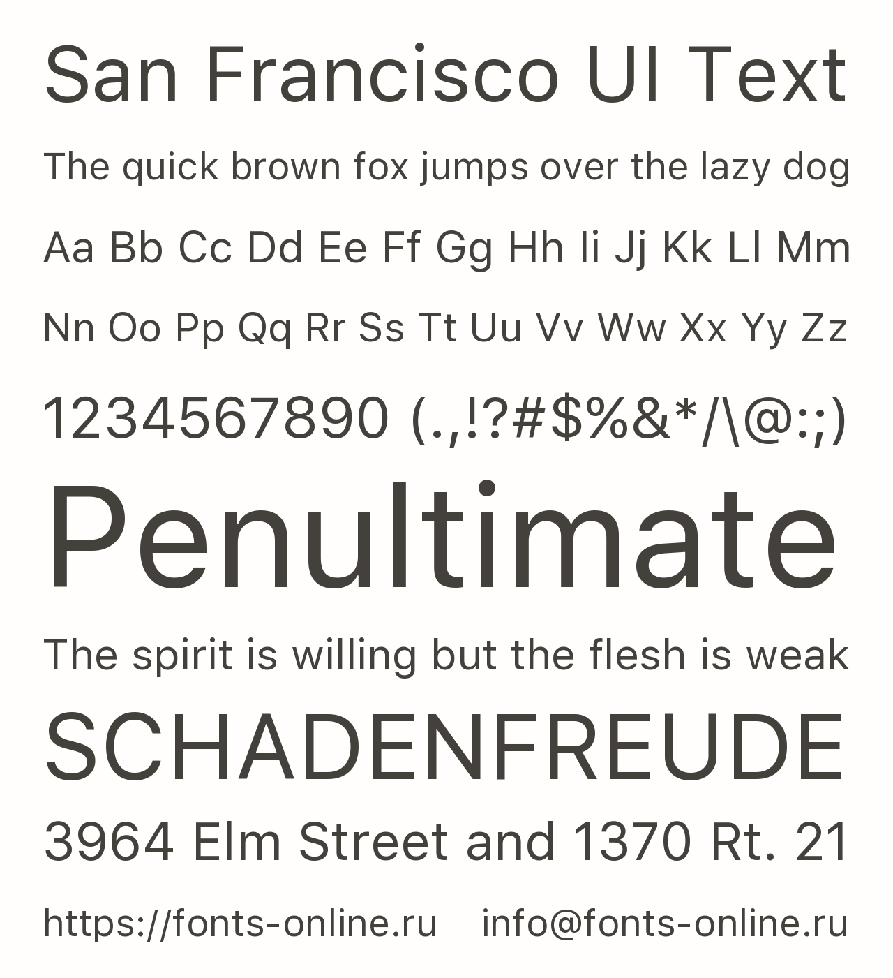 Шрифт San Francisco UI Text