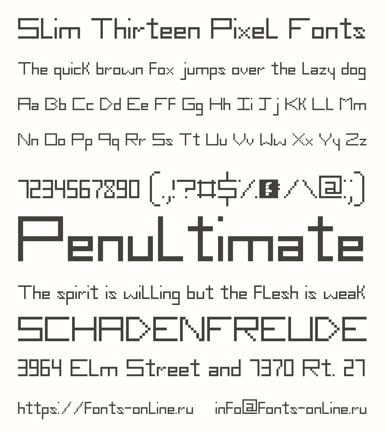 Шрифт Slim Thirteen Pixel Fonts
