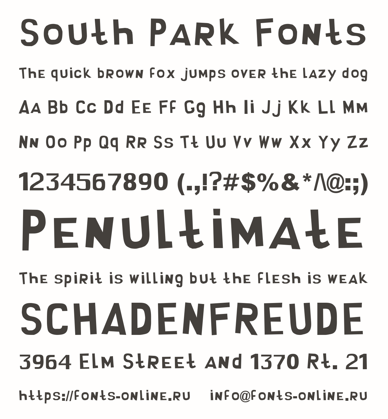 Шрифт South Park Fonts