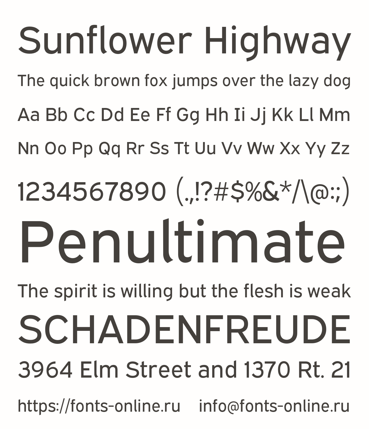 Шрифт Sunflower Highway