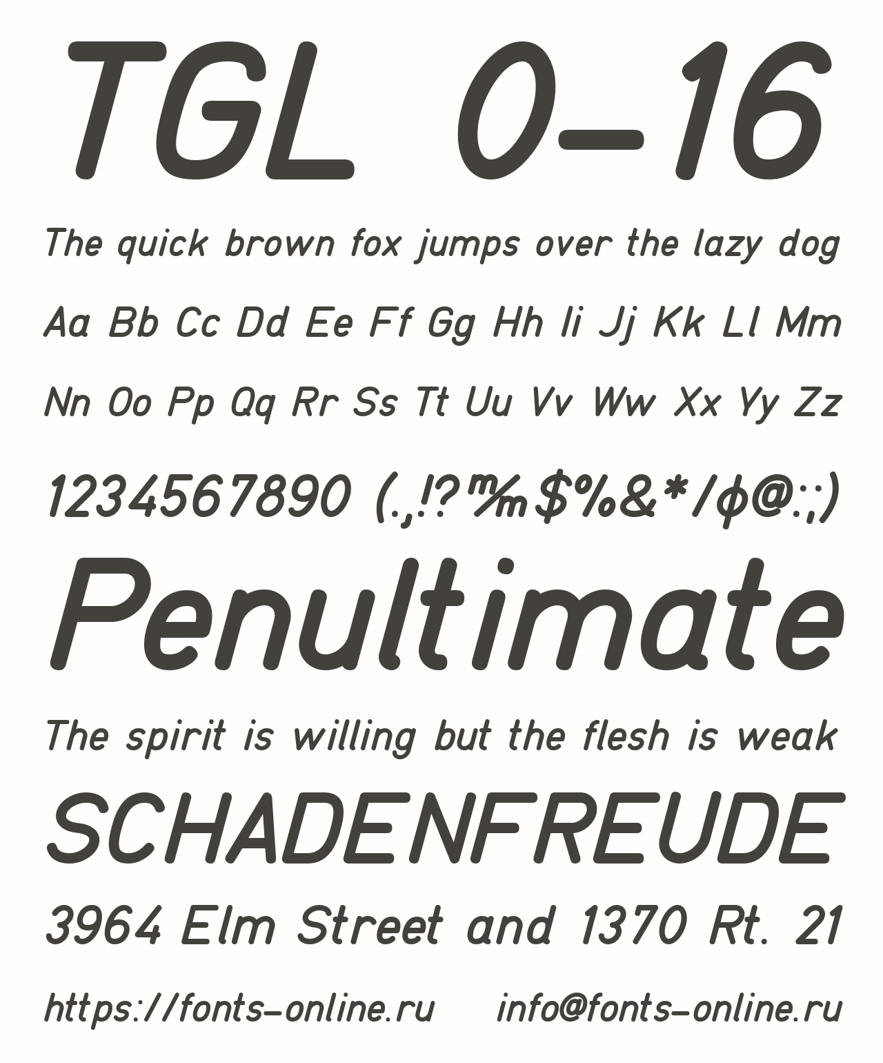Шрифт TGL 0-16