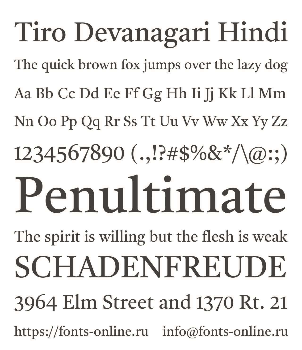 Шрифт Tiro Devanagari Hindi