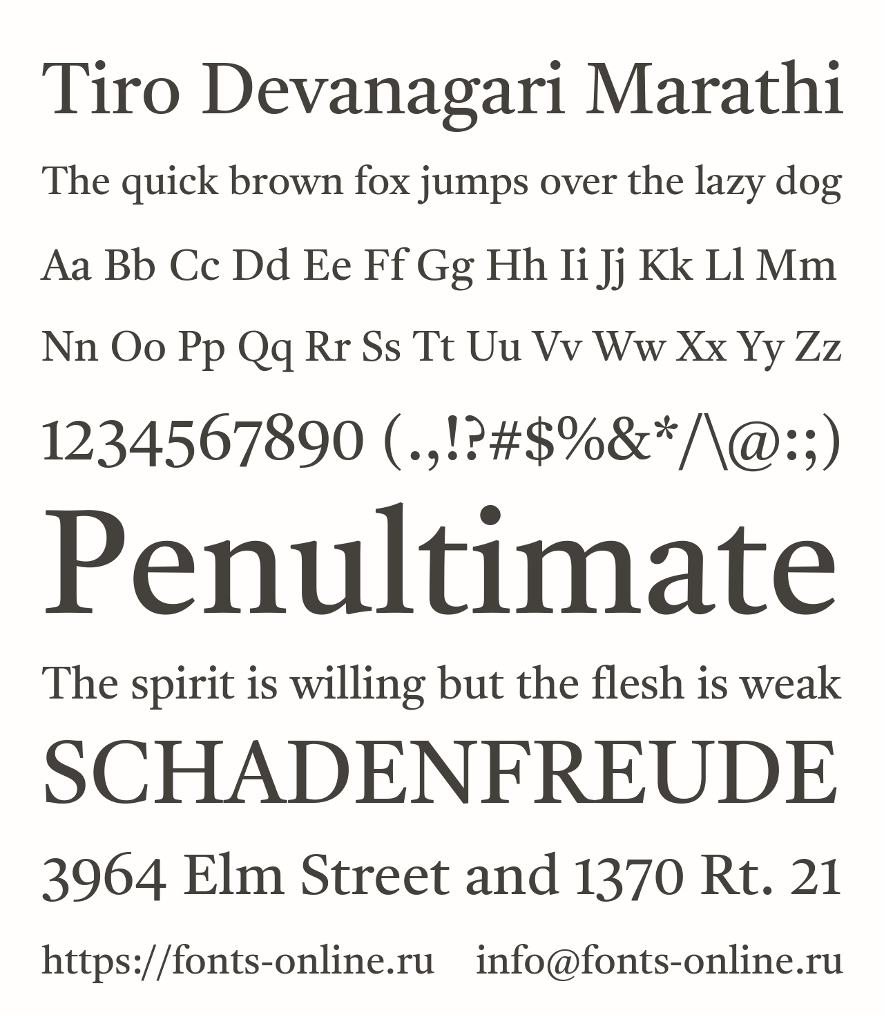 Шрифт Tiro Devanagari Marathi