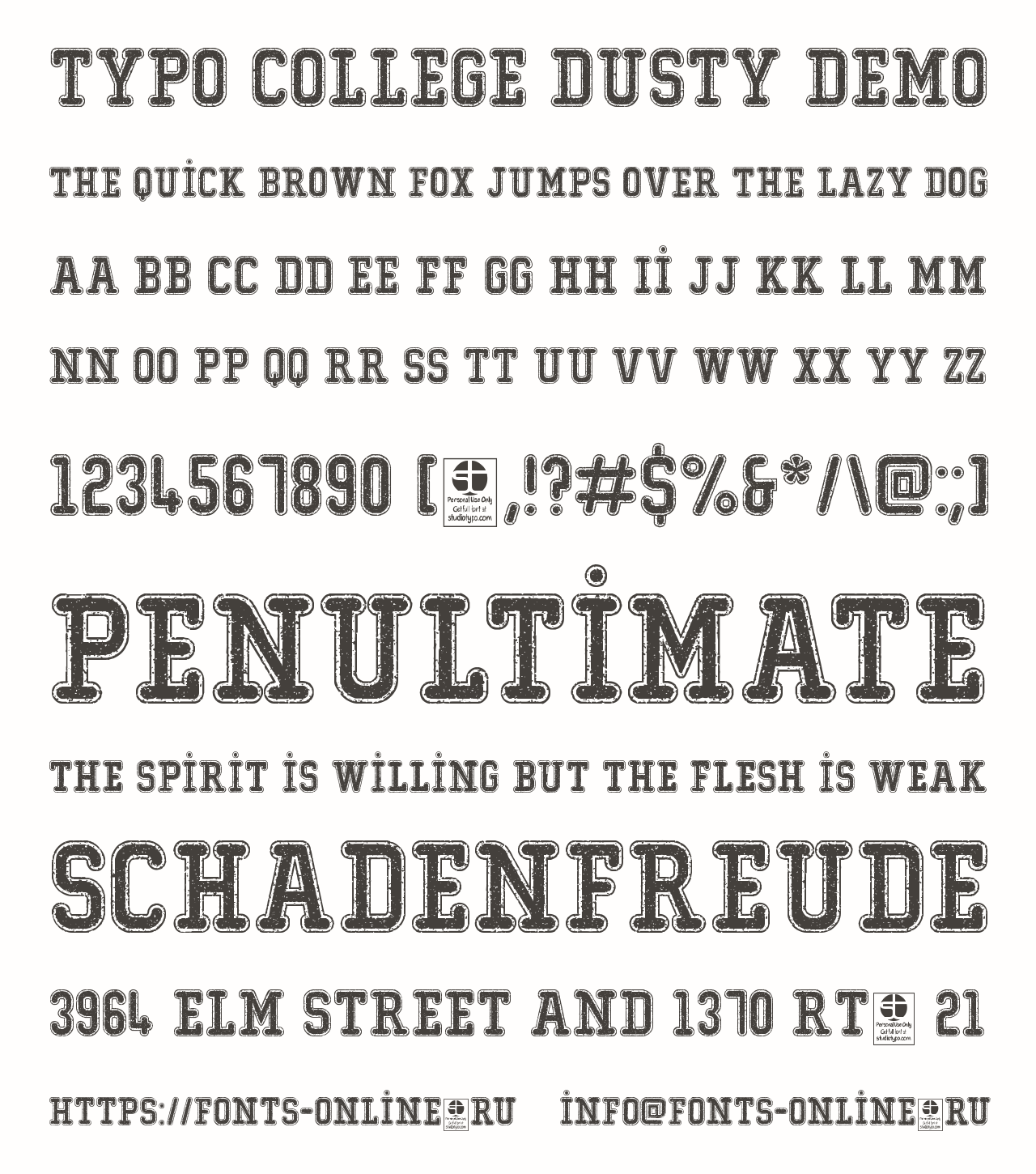 Шрифт Typo College Dusty Demo