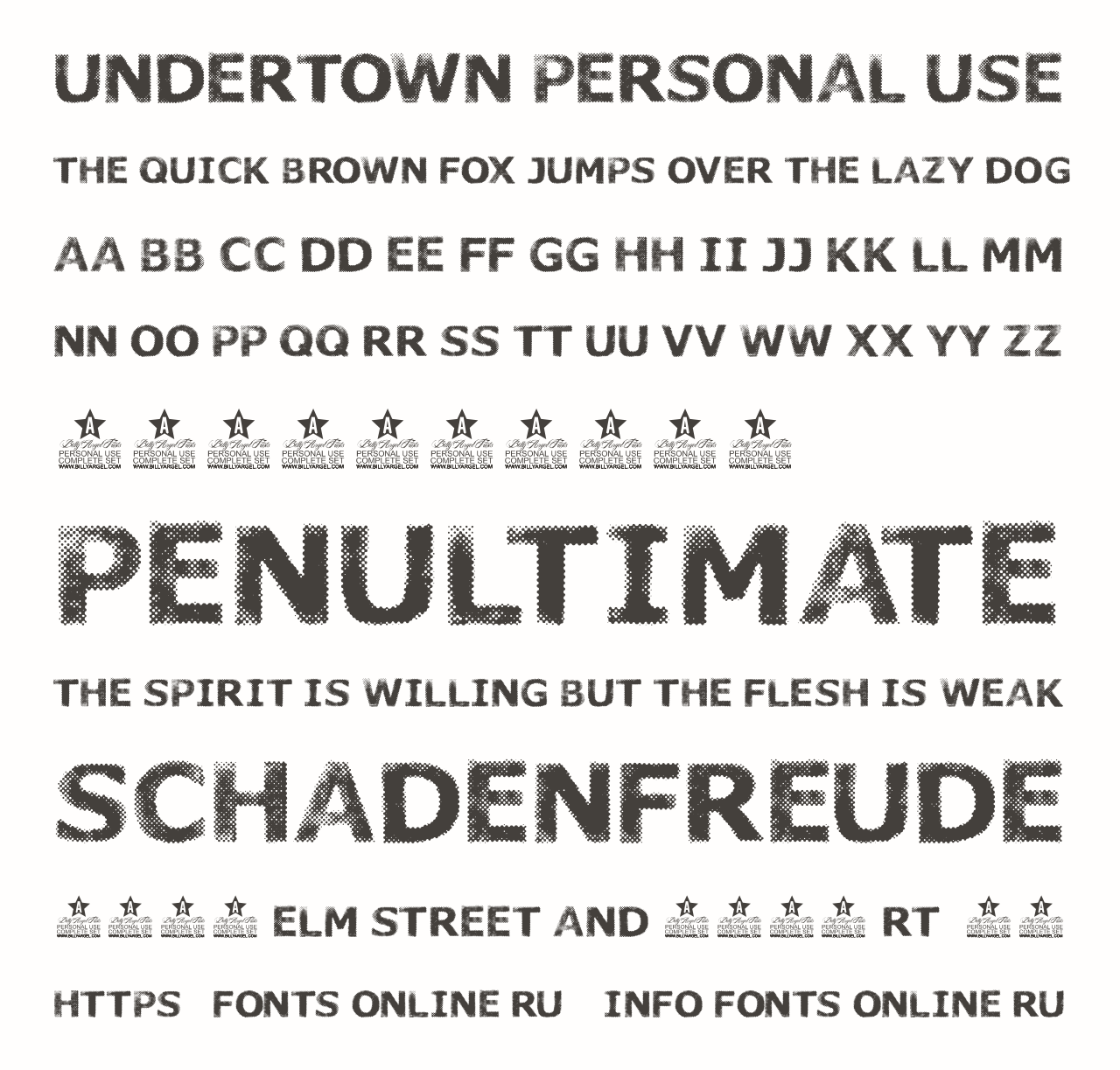 Шрифт UNDERTOWN PERSONAL USE