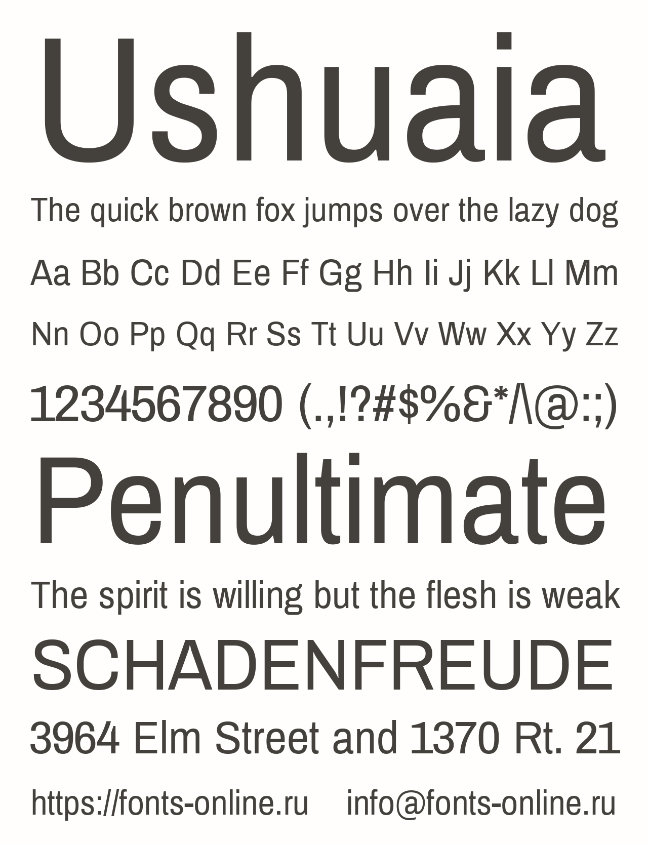 Шрифт Ushuaia