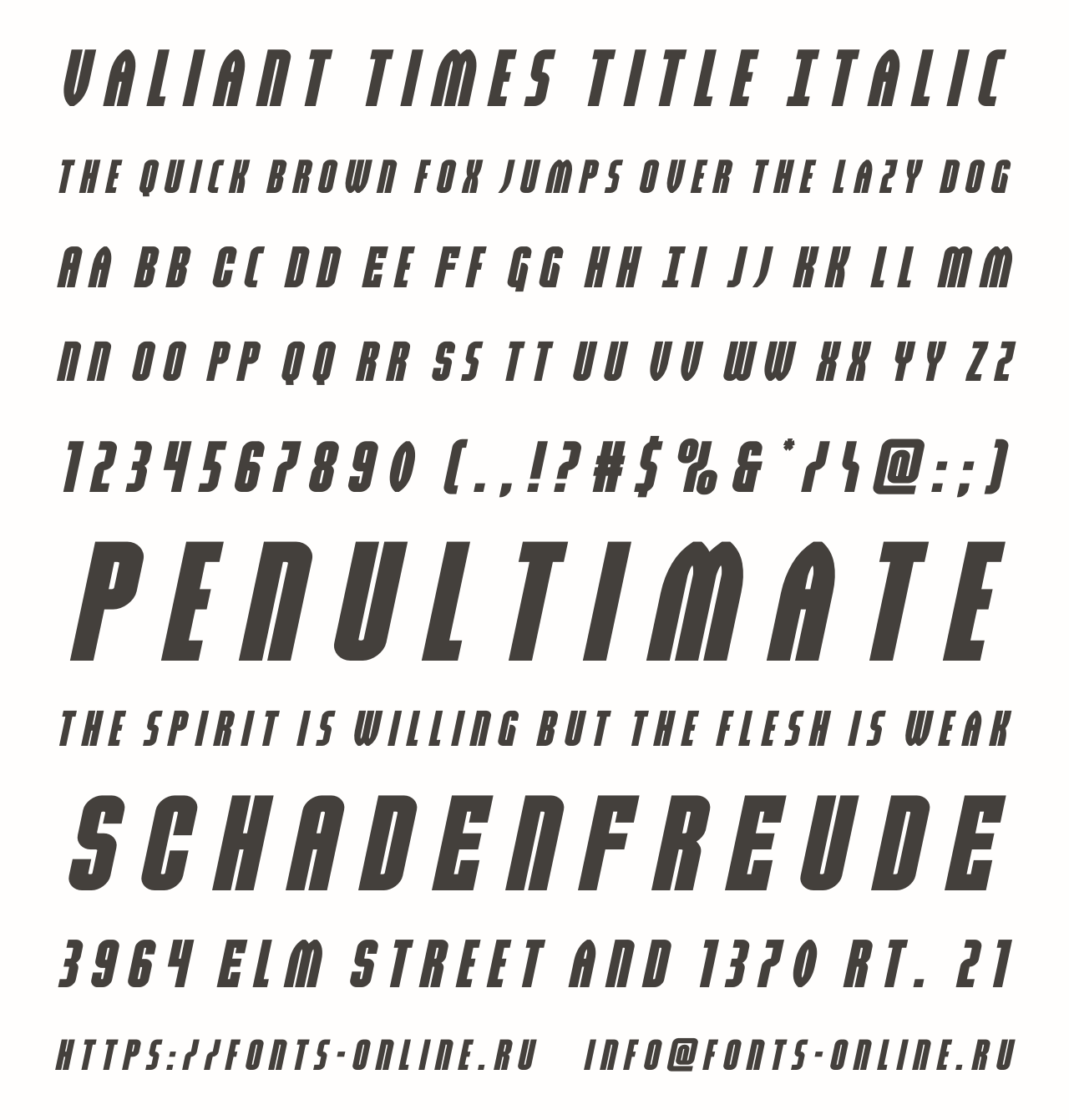 Шрифт Valiant Times Title Italic