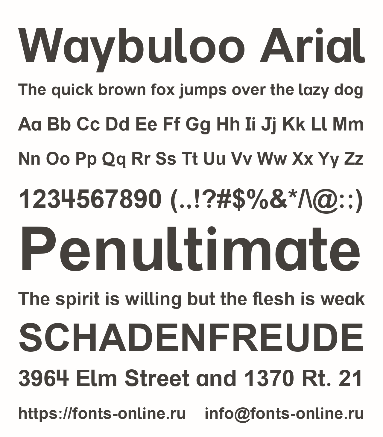 Шрифт Waybuloo Arial