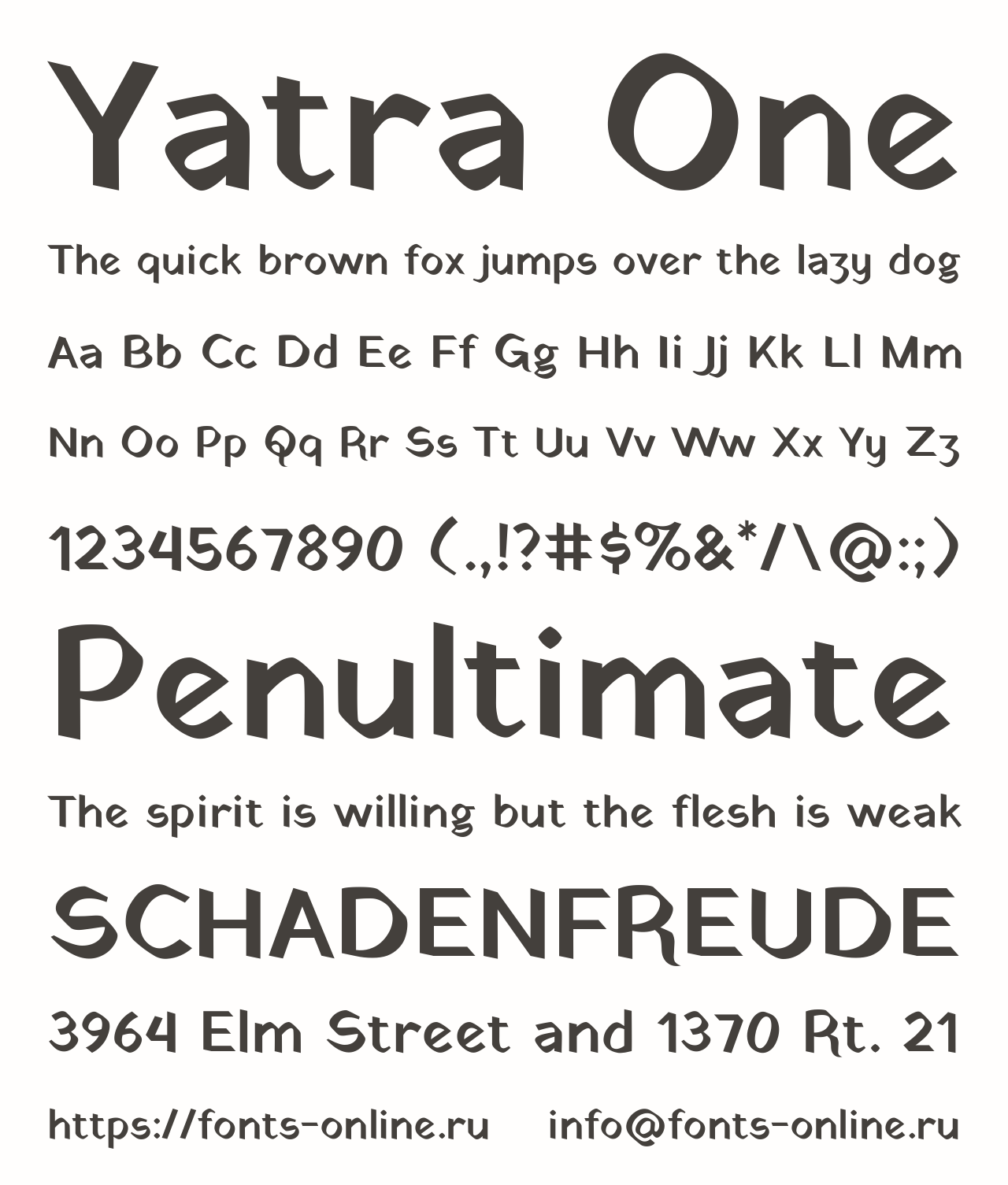 Шрифт Yatra One