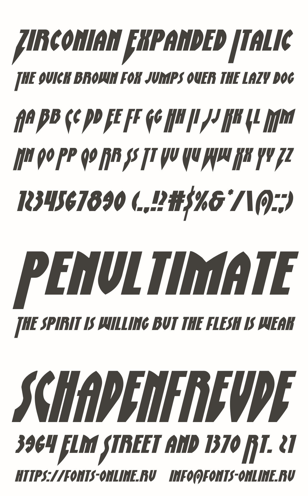 Шрифт Zirconian Expanded Italic