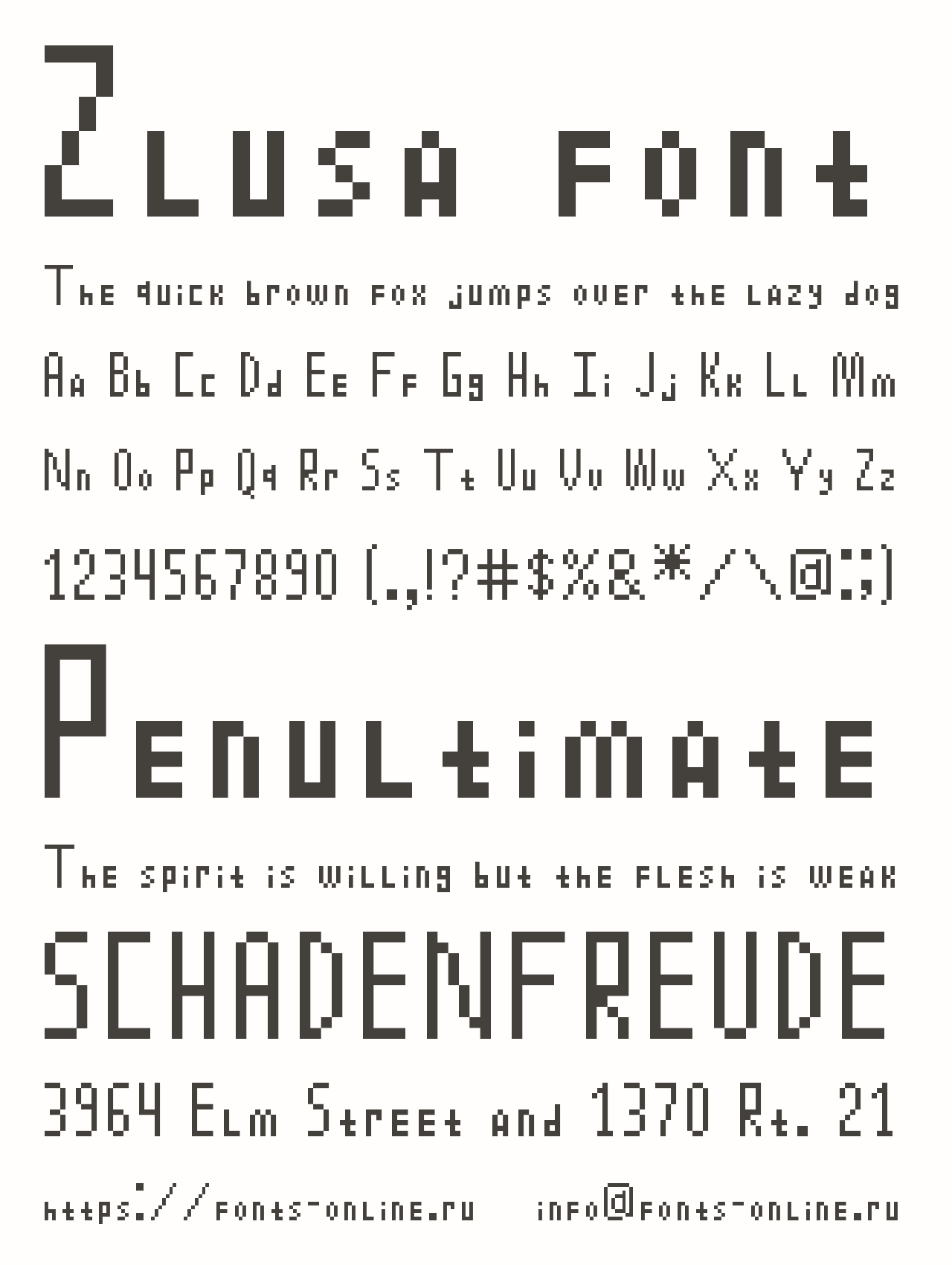 Шрифт Zlusa font