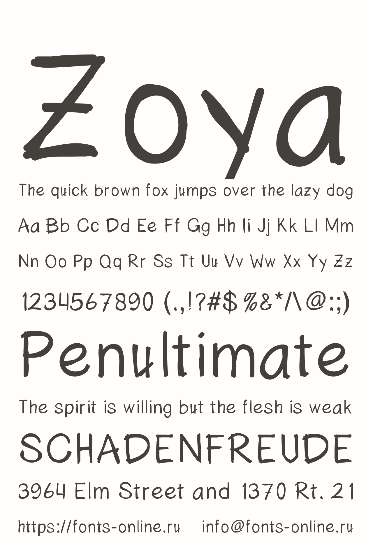 Шрифт Zoya