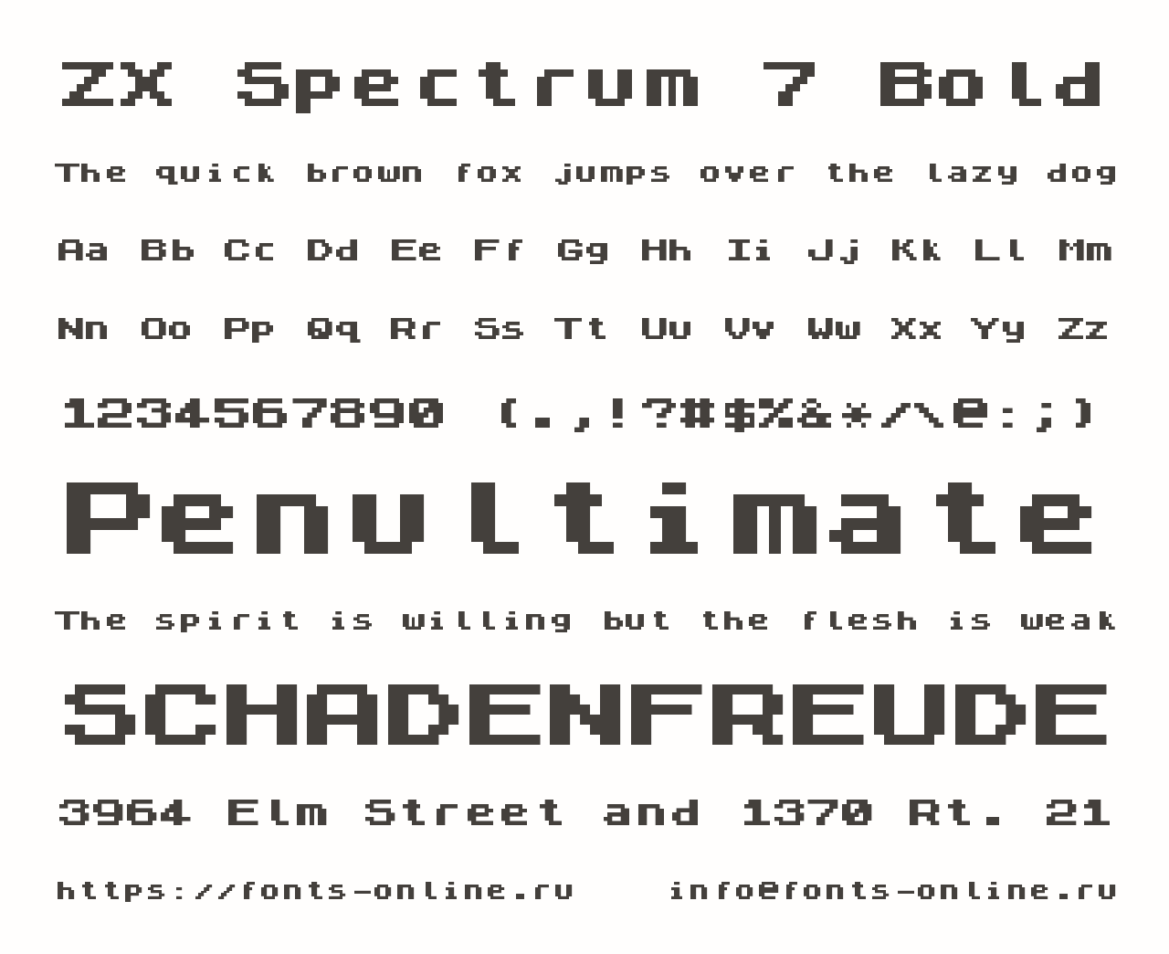 Шрифт ZX Spectrum 7 Bold